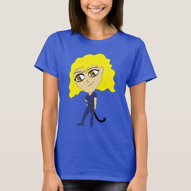 T-shirt Chibi avec un chat comme une queue (Devant)