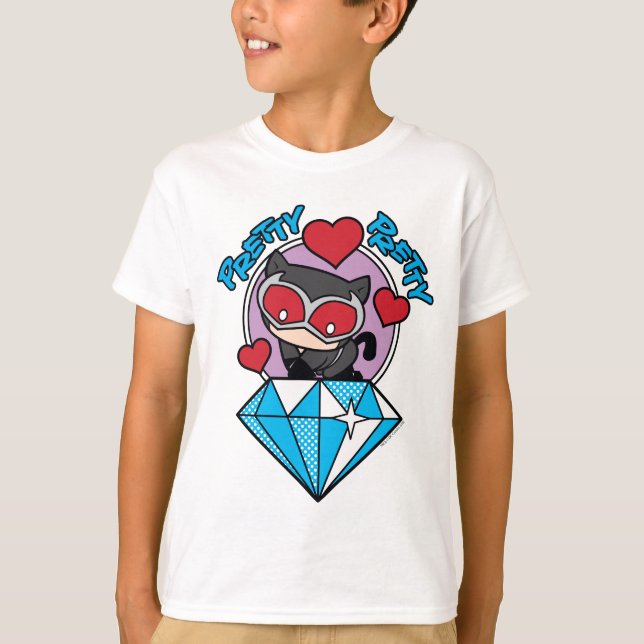 T-shirt Chibi Catwoman assise Sur Le Grand Diamant (Devant)