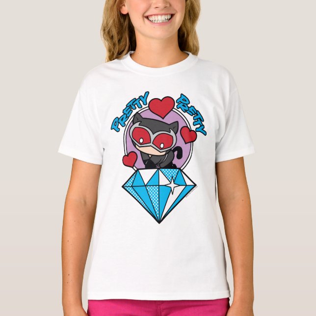 T-shirt Chibi Catwoman assise Sur Le Grand Diamant (Devant)