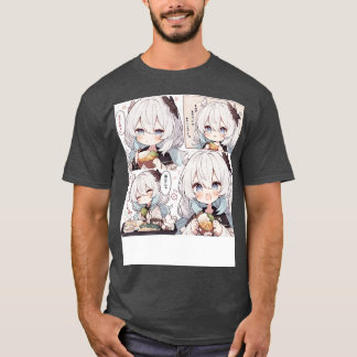 T-shirt Chibi Girl essayer de manger de la nourriture