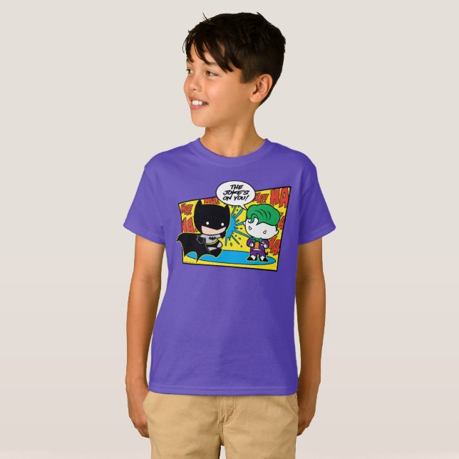 T-shirt Chibi Joker Pranking Chibi Batman (Devant entier)