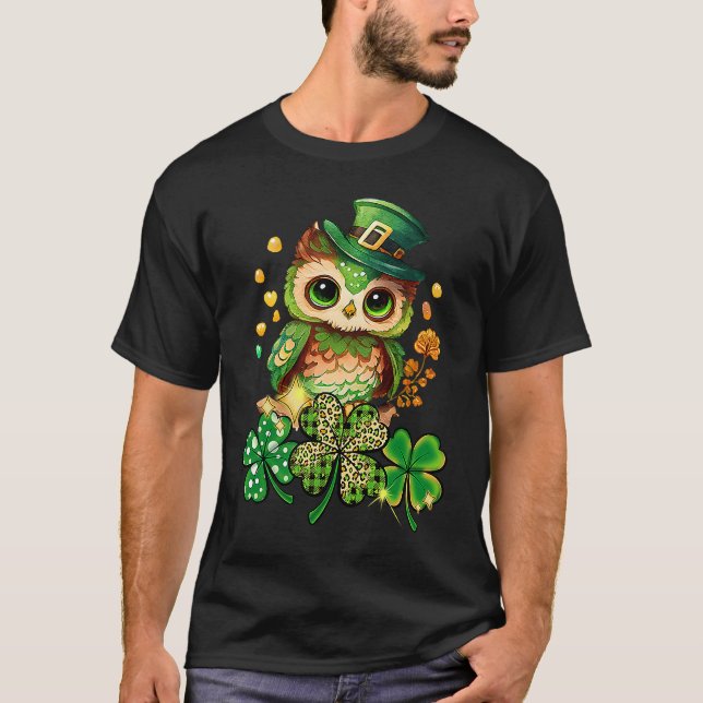T-shirt Chibi Owl Adorable St Patrick's Day Bird  Cute C (Devant)