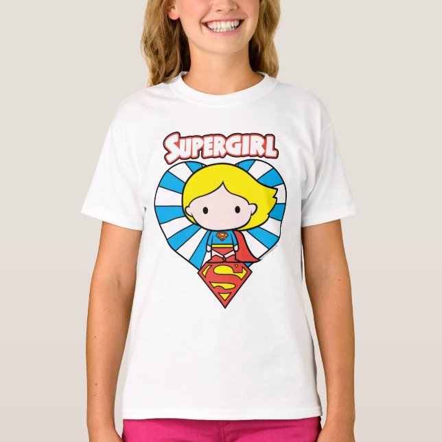 T-shirt Chibi Supergirl Starburst Coeur et logo (Devant)