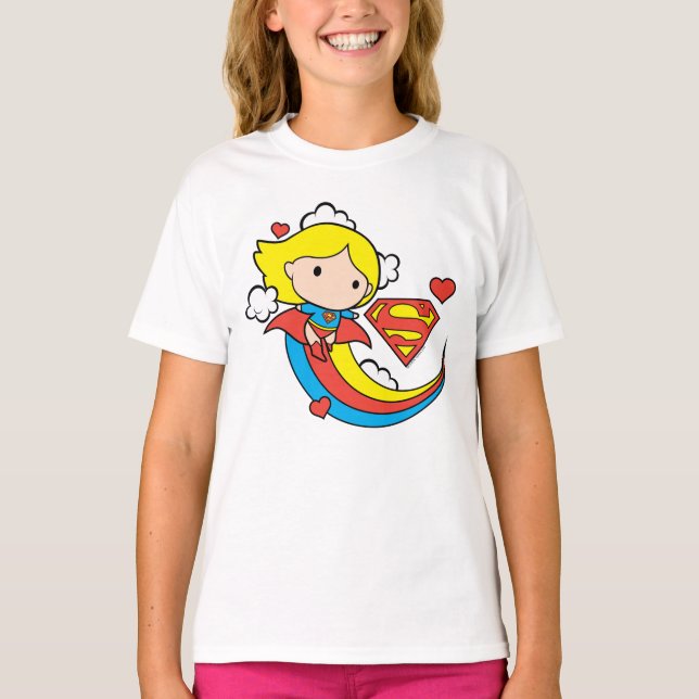 T-shirt Chibi Supergirl volant arc-en-ciel (Devant)