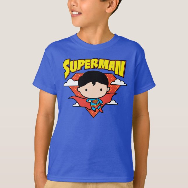 T-shirt Chibi Superman Polka Dot Shield et nom (Devant)