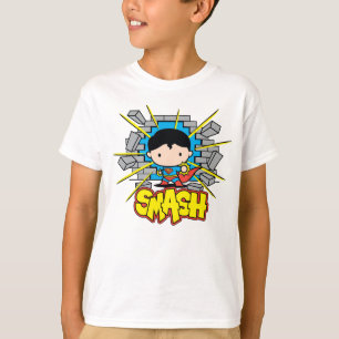 T-shirt Chibi Superman S'Est Brisé À Travers Un Mur De Bri