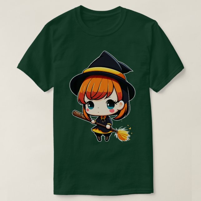 T-shirt Chibi Witch Wicca, Mignonne Mais Cuisine (Design devant)