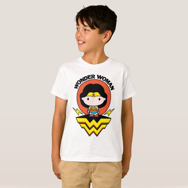 T-shirt Chibi Wonder Woman avec Pois et logo (Devant entier)