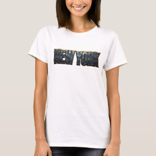 T-shirt Chic Navy NEW YORK Chemise Citation