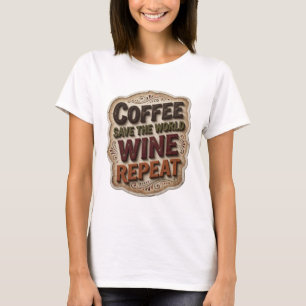 T-shirt Chic Orange CAFE SAUVE LE MONDE VIN REPEAT