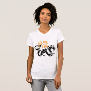 T-shirt chic pour femmes au dragon oriental - Art 