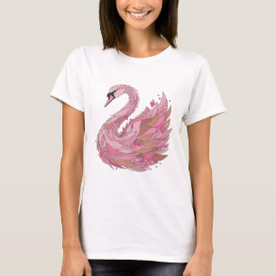 T-shirt Chic Rose ART TEXTUEL 3D PINK SWAN