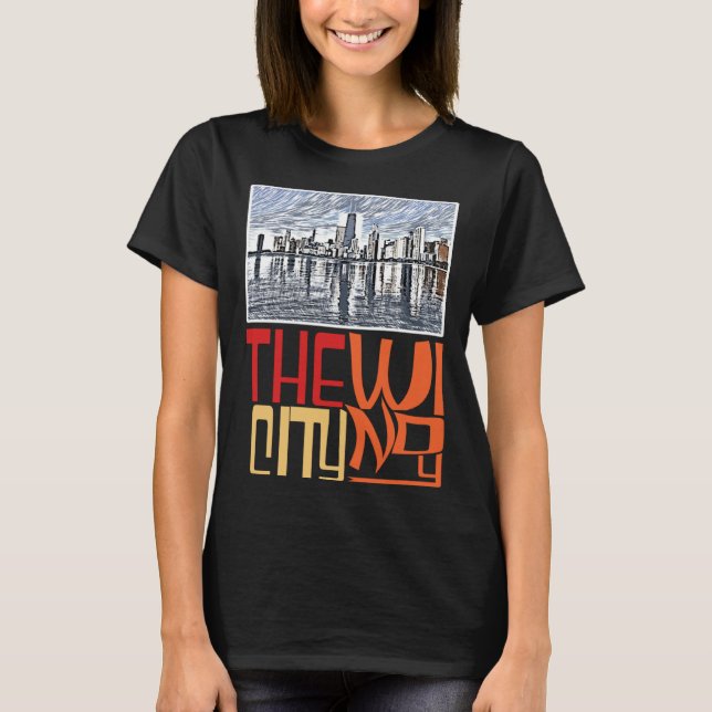 T-shirt Chicago City Skyline  Chicago Skyline Silhouette (Devant)