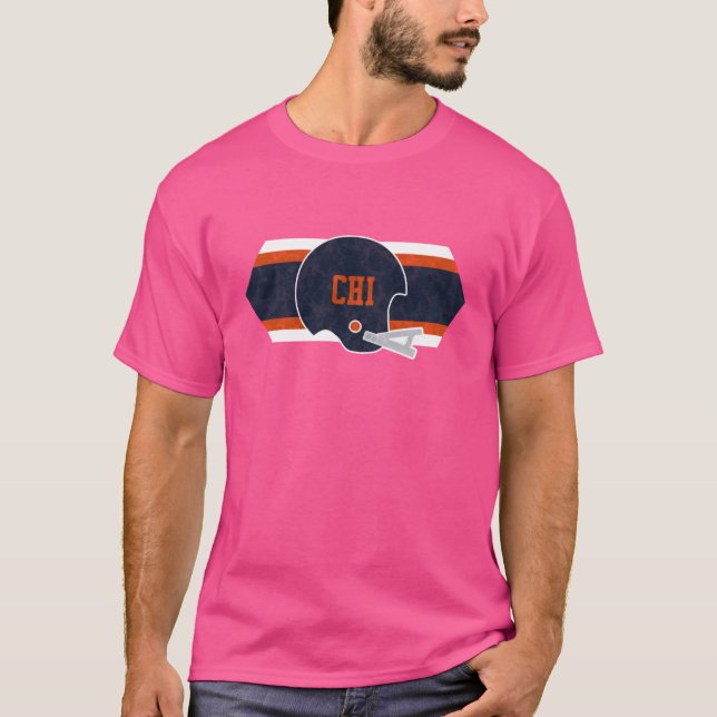 T-shirt Chicago Football retro and distressed helmet and s (Devant)
