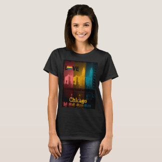 T-shirt Chicago Gay Lesbian Intérêt Rainbow Wrigley bldg