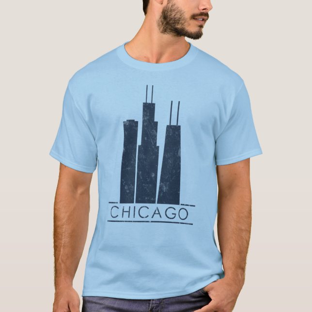 T-shirt Chicago - gratte-ciel iconiques (Devant)