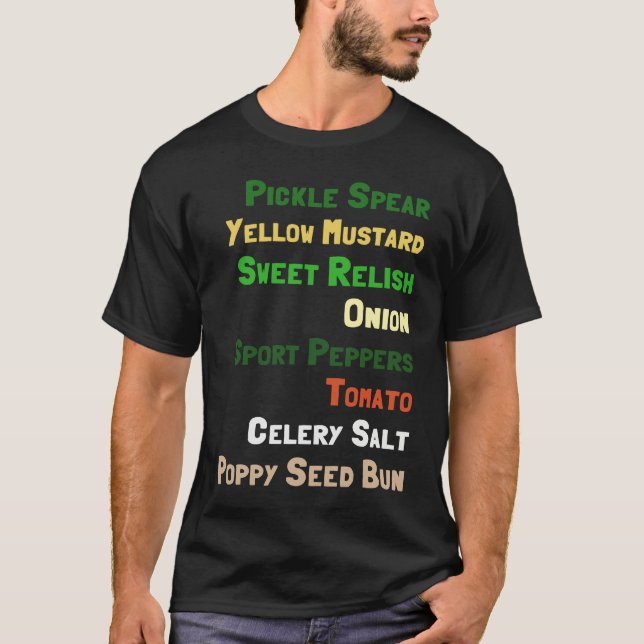 T-shirt Chicago Hot Dog Ingredients (Devant)