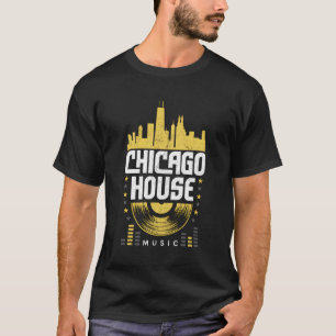 T-shirt Chicago House Music Vinyl Dj Raver drapeau Skyline