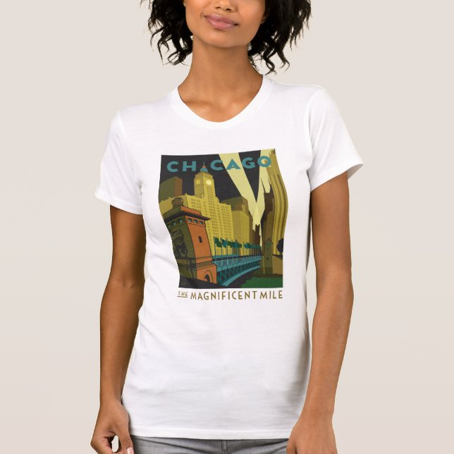 T-shirt Chicago, IL - Le Magnifique Mile (Devant)
