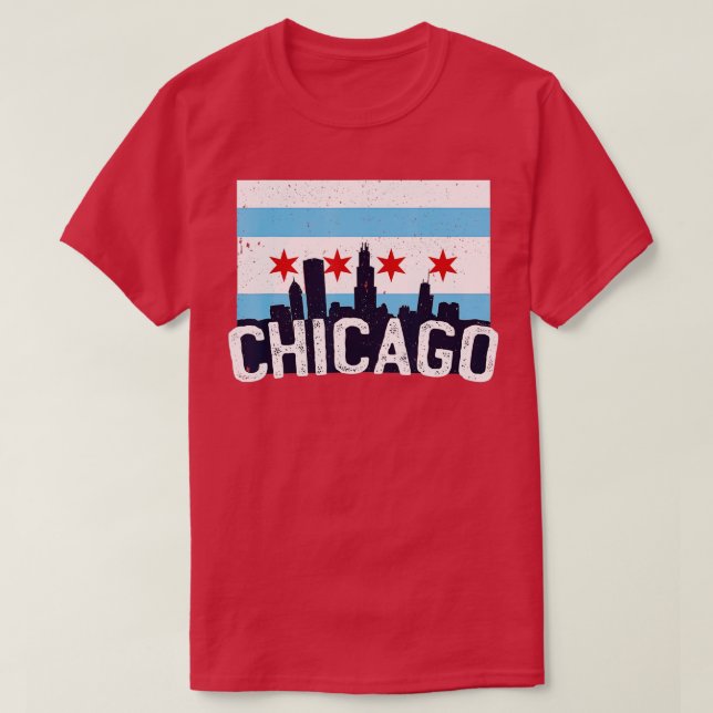 T-shirt Chicago Illinois Flag City Skyline Chi Town Pride (Design devant)