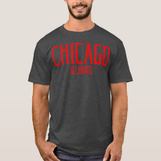 T-shirt Chicago Illinois IL Texte Vintage Rouge