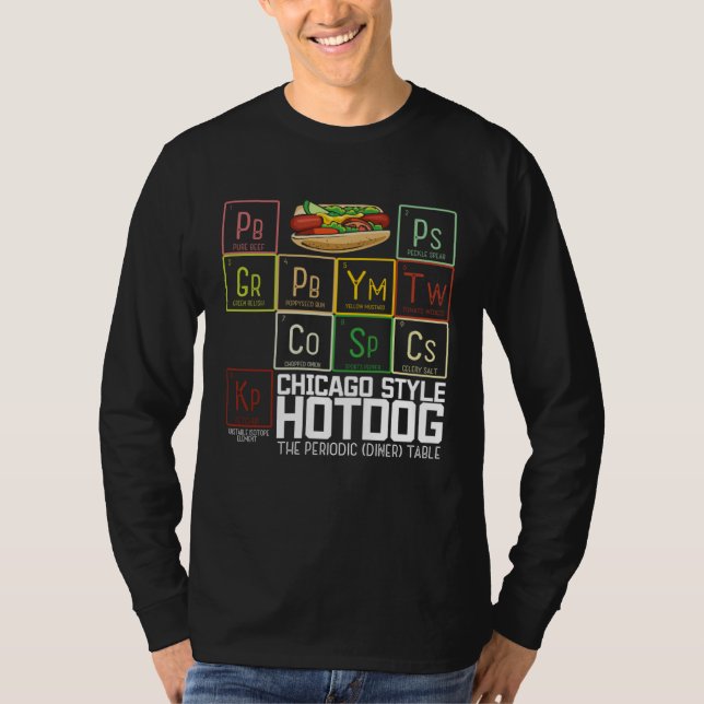 T-shirt Chicago Style Hot Dog Periodic Dinner Table of Ele (Devant)