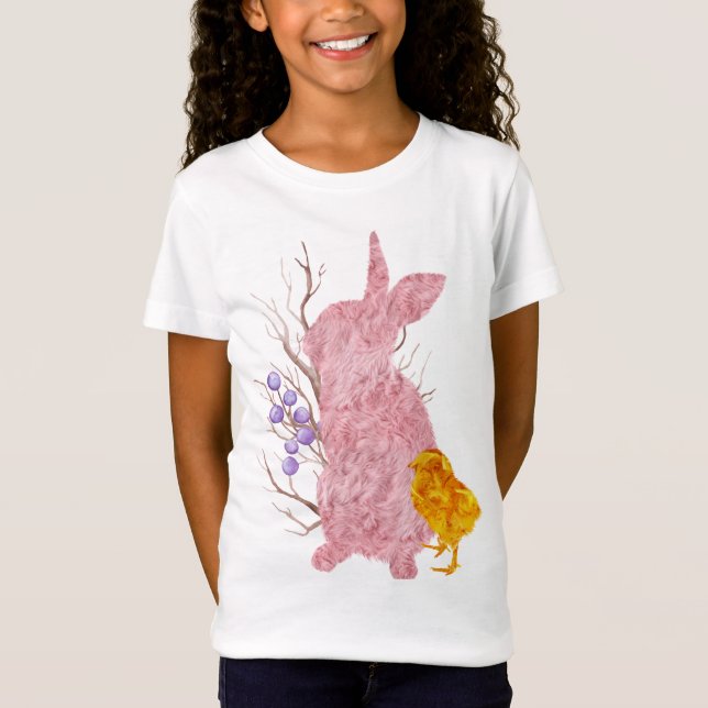 T-Shirt Chiche rose lapin de coton Fille de printemps de P (Devant)