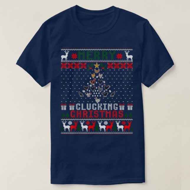 T-shirt Chick Farmer Joyeux Clucage Noël Poulet Arbre (Design devant)