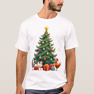 T-shirt Chicken Cow Goat Horse Farm Animal Farmer Christma