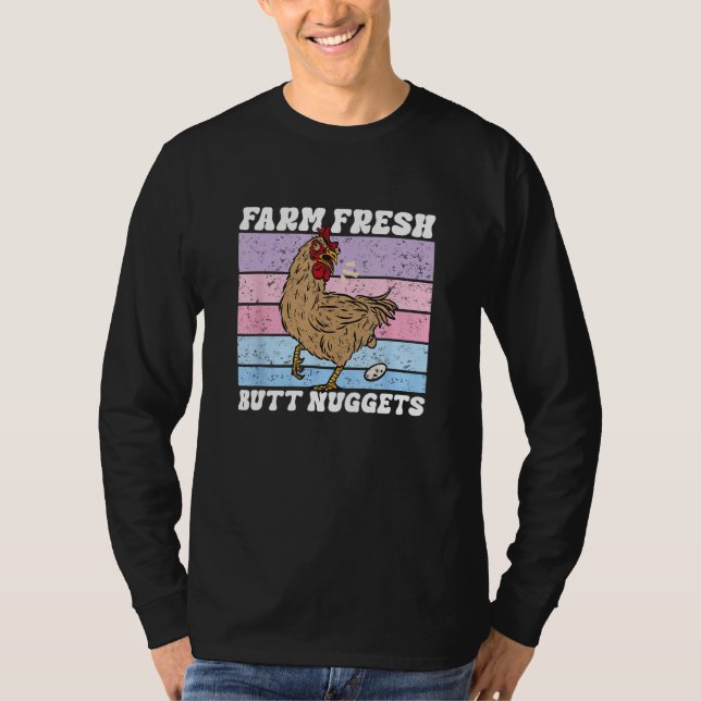 T-shirt Chicken Farm Fresh Butt Nuggets Egg Joke Farmer (Devant)