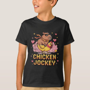 T-shirt Chicken Jockey Capybara équitation Pixel Art Gamer