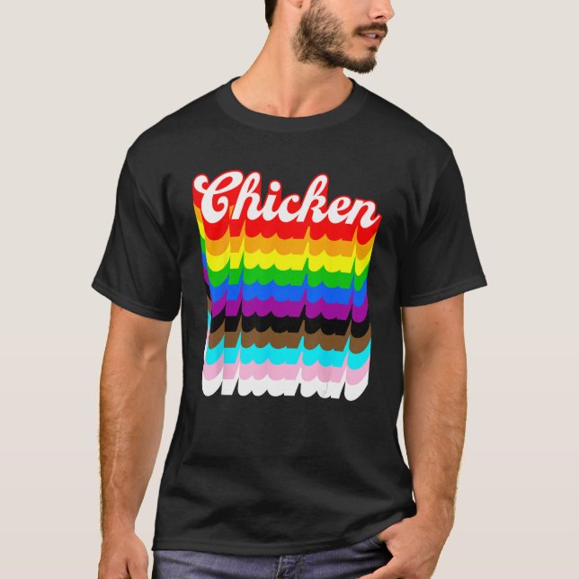 T-shirt Chicken LGBTQ pride rainbow (Devant)
