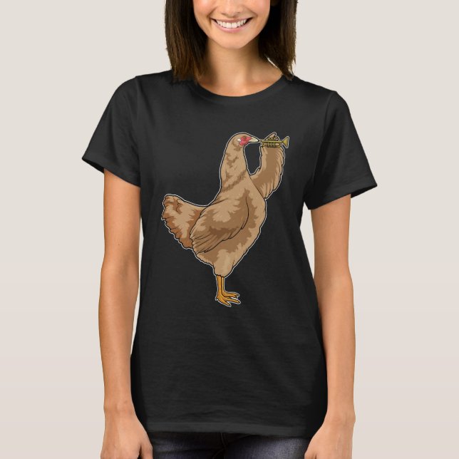 T-shirt Chicken Musician Trumpet Music (Devant)