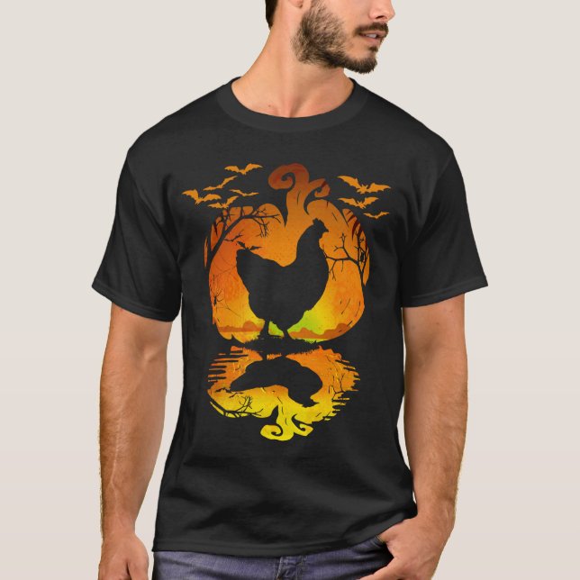T-shirt Chicken Silhouette Citrouille Costume Halloween Ho (Devant)