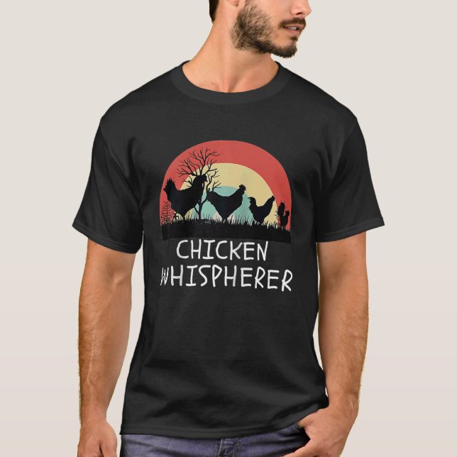 T-shirt Chicken Whisperer with Retro Sunset  Backyard Chic (Devant)