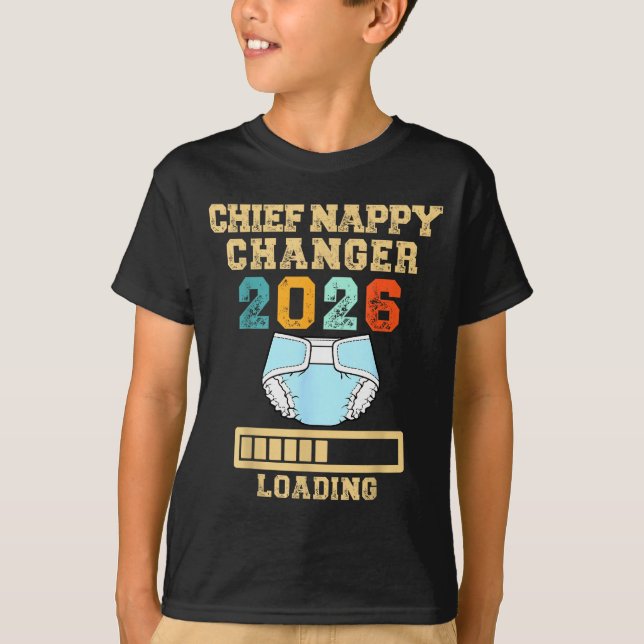 T-shirt Chief Nappy Changer 2026 New Baby Loading Funny Pr (Devant)