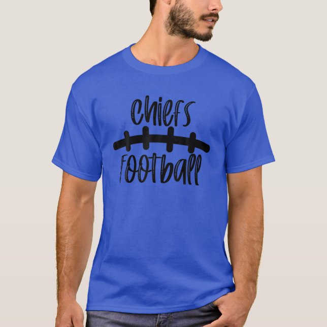 T-shirt Chiefs Football School Spirit Team Mascot Game Nig (Devant)