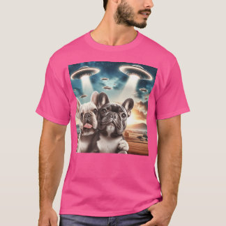 T-shirt Chien À Balle Français Prenant Un Selfie Sur Frenc