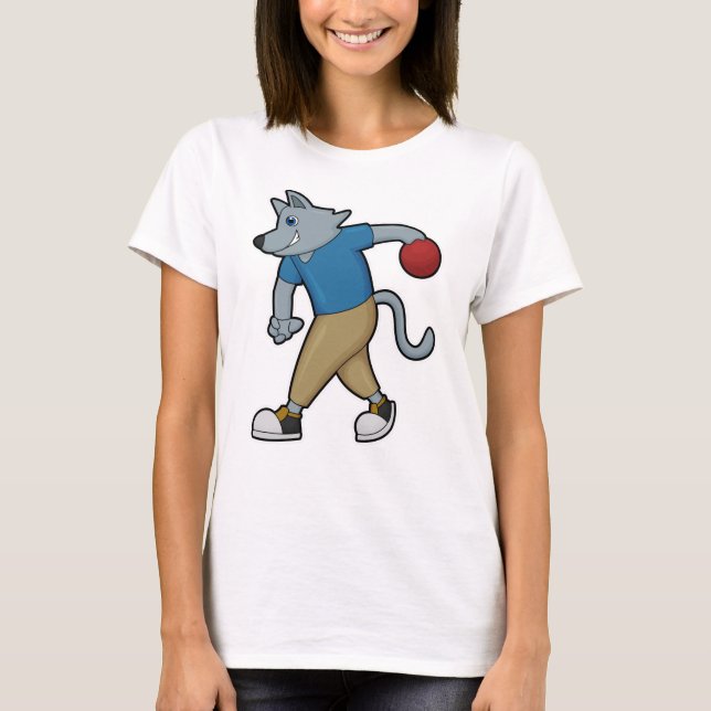 T-shirt Chien à Bowling avec Bowling balle (Devant)