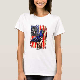 T-shirt Chien à drapeau américain, chien d'eau portugais p
