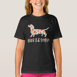 T-shirt Chien à fleurs court et sassy Dachshund