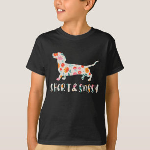 T-shirt Chien à fleurs court et sassy Dachshund