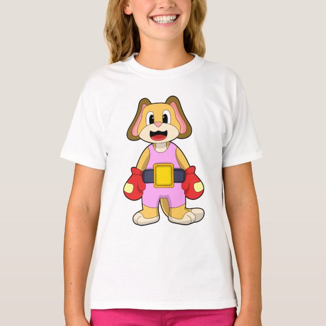 T-shirt Chien à la boxe avec gants de boxe (Devant)