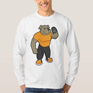T-shirt Chien à la condition physique avec Dumbbell