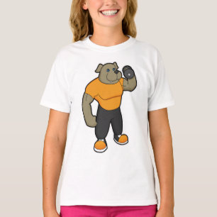 T-shirt Chien à la condition physique avec Dumbbell
