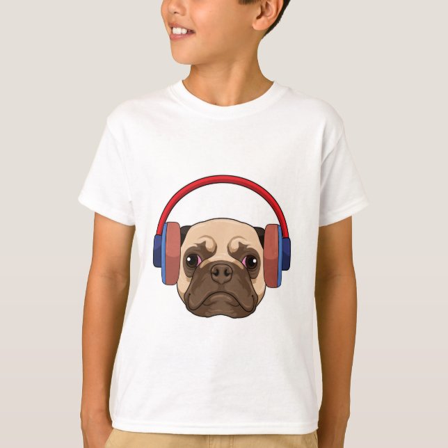 T-shirt Chien à la musique avec casque (Devant)