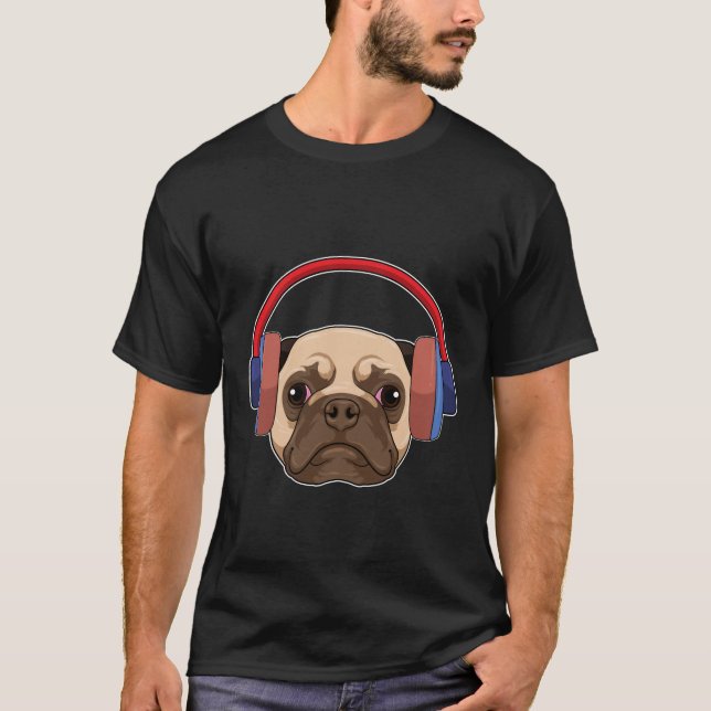 T-shirt Chien à la musique avec casque (Devant)