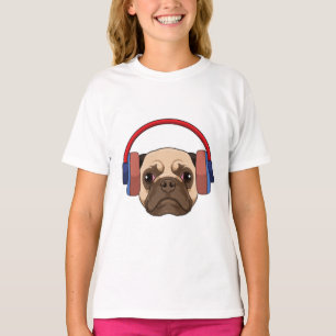 T-shirt Chien à la musique avec casque