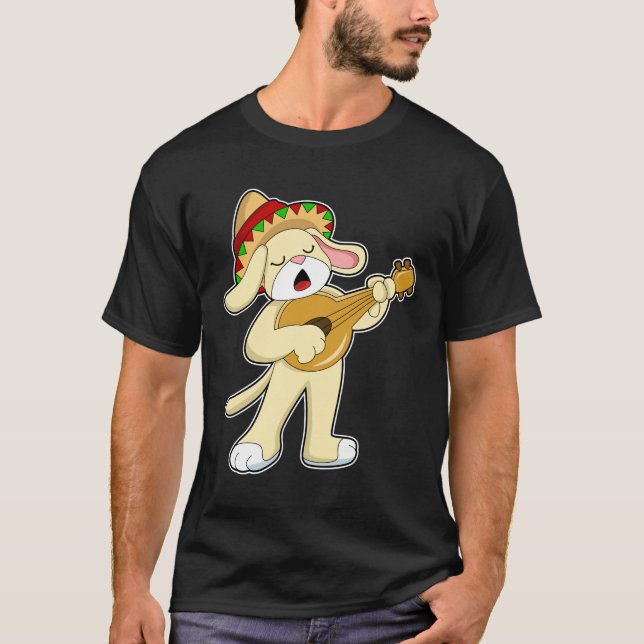 T-shirt Chien à la musique avec guitare (Devant)