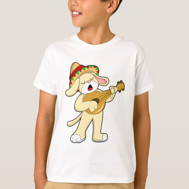 T-shirt Chien à la musique avec guitare (Devant)